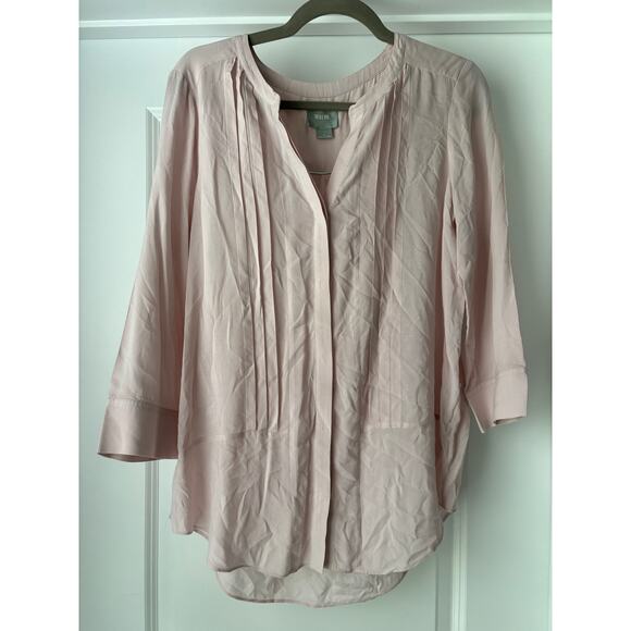 Anthropologie Maeve blush colored pleated front rayon blouse size 6 VGUC - Picture 2 of 6